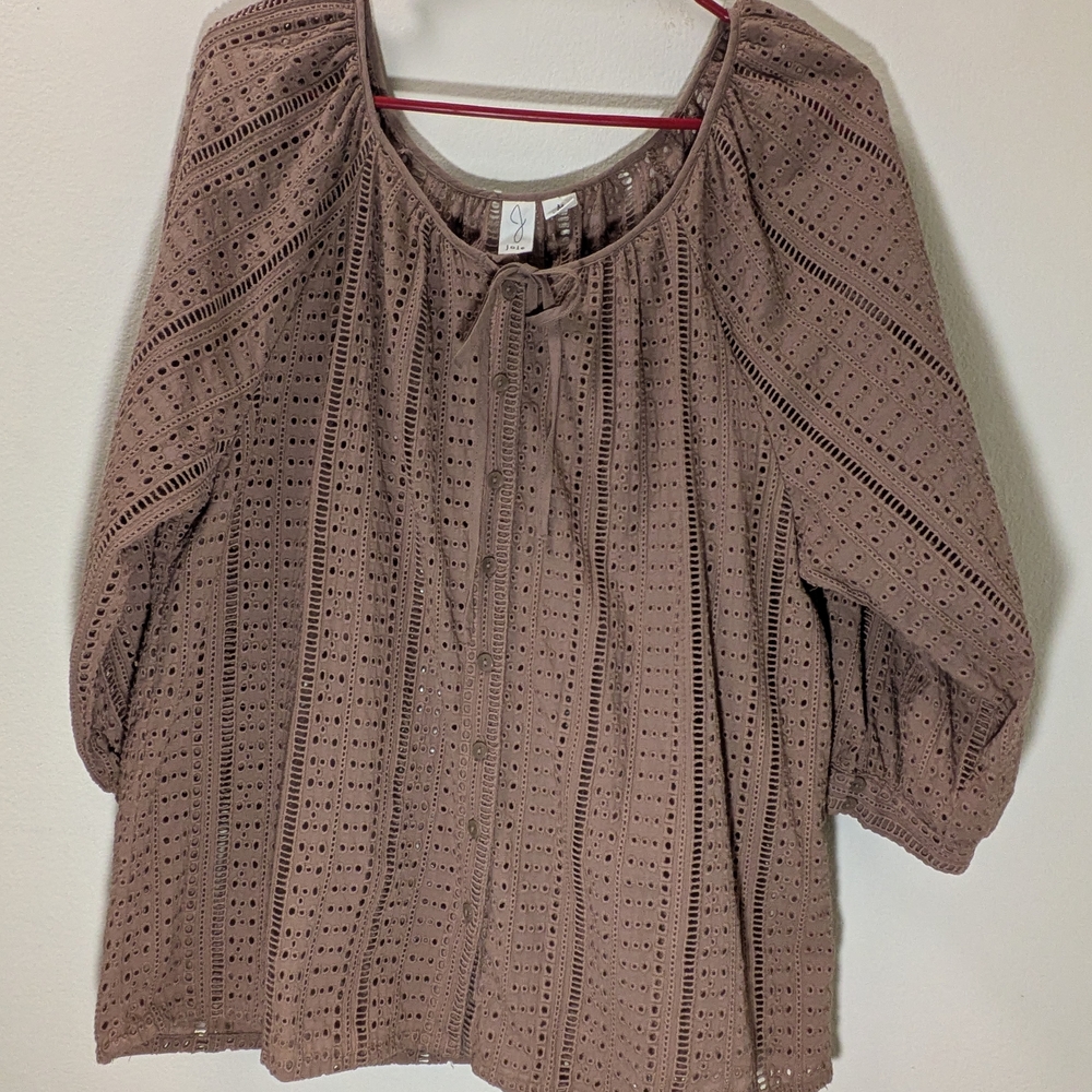 Joie Brown Eyelet Blouse